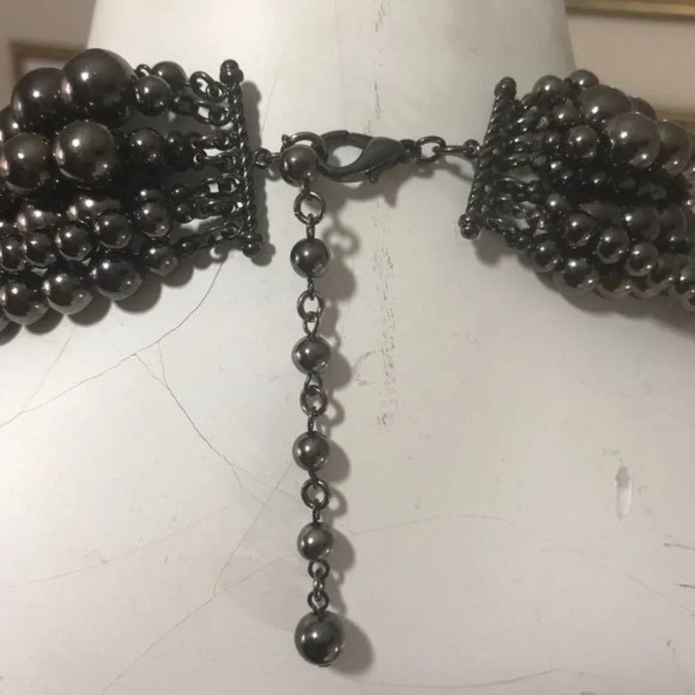 Gunmetal & Crystal Statement Necklace - Picture 5 of 6
